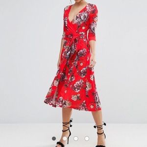 Floral print ASOS midi wrap dress